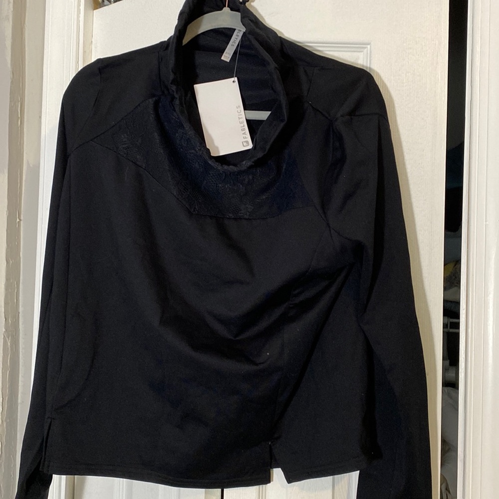 Fabletics Black Lace Sport Pullover